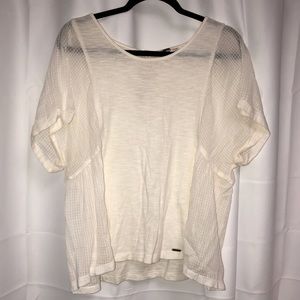 ROXY White Cream beach tshirt sheer top NEW